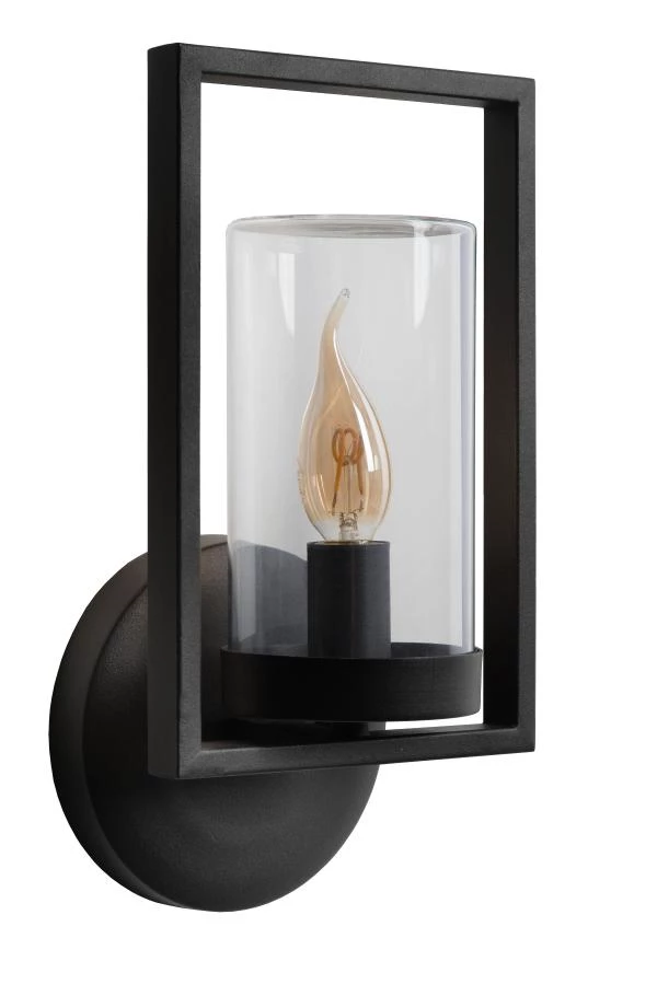 Lucide NISPEN - Wandlamp Buiten - 1xE14 - IP44 - Zwart - uit